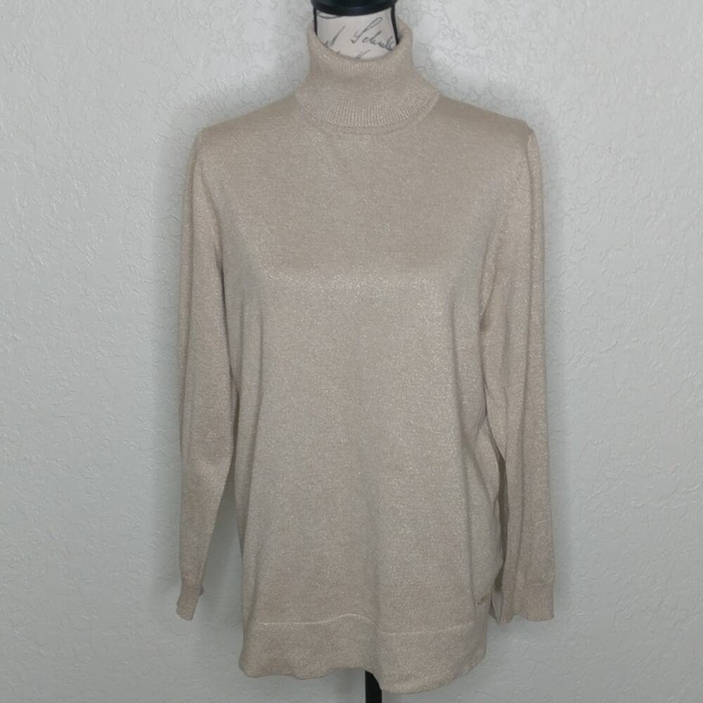 Calvin Klein Metallic Gold Turtleneck Sweater Size M (CL)